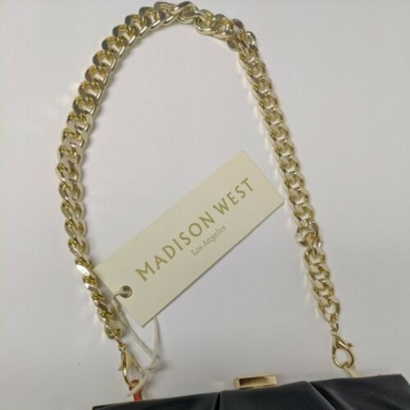 Madison West Serena Shoulder Bag Black Vegan Leather Handbag Purse Shoulder Bag - Picture 2 of 11